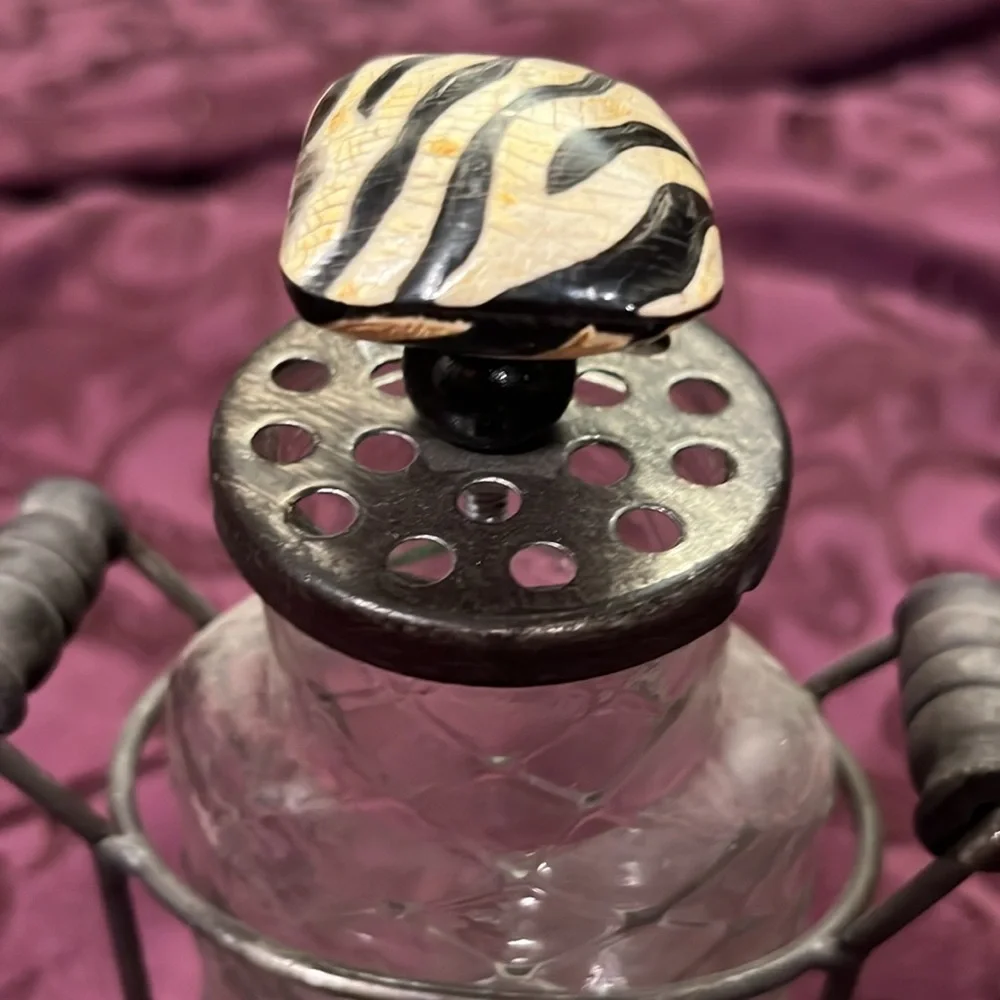 Vintage decorative glass jar with stand